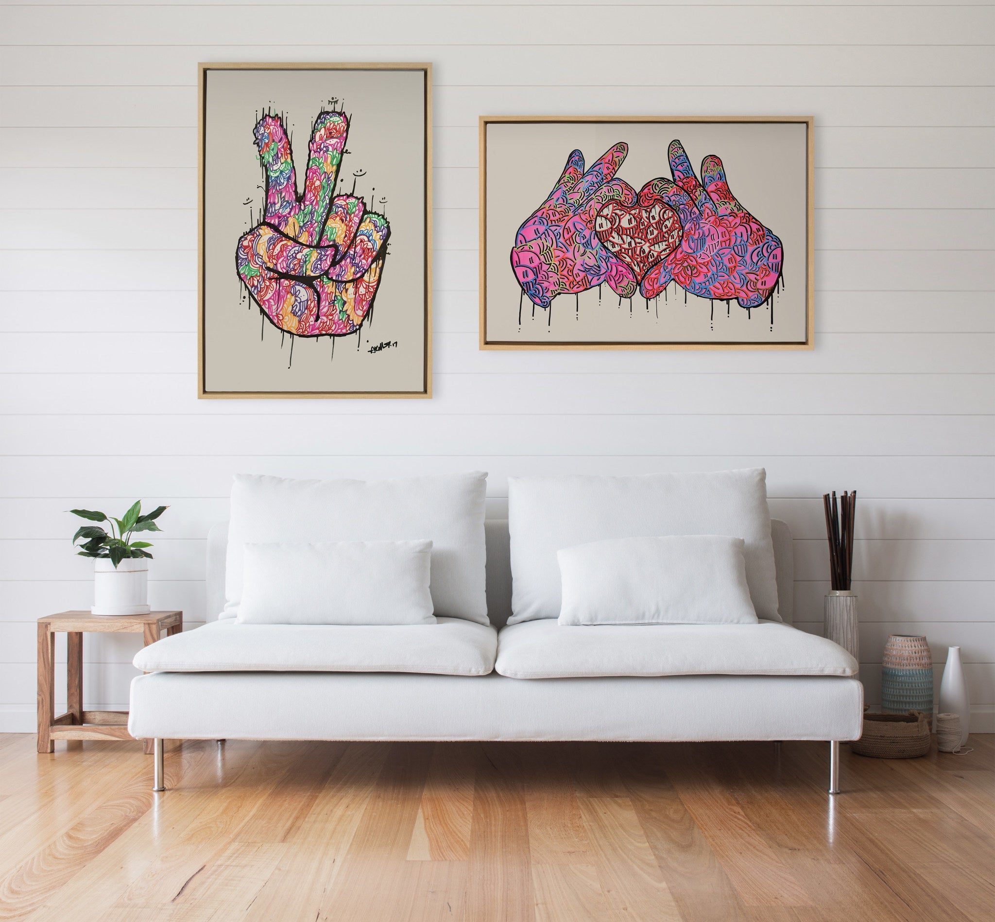 Sylvie Peace Sign Framed Canvas by kateandlaurel - product image 6 for Resin Society
