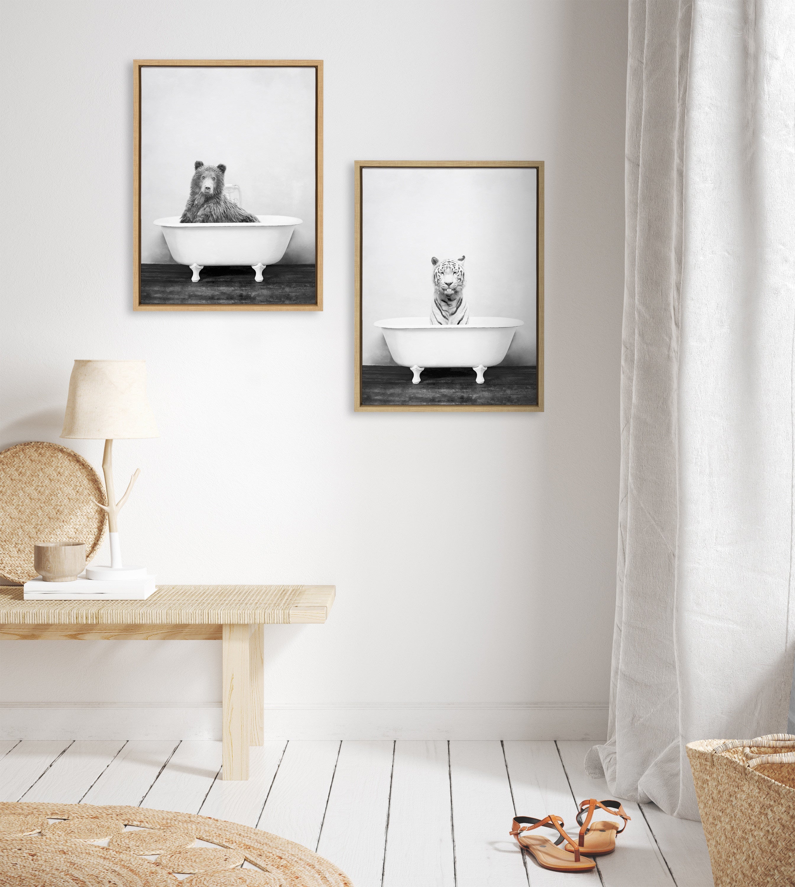 Sylvie Bear in the Tub Framed Canvas by kateandlaurel - product image 5 for Resin Society