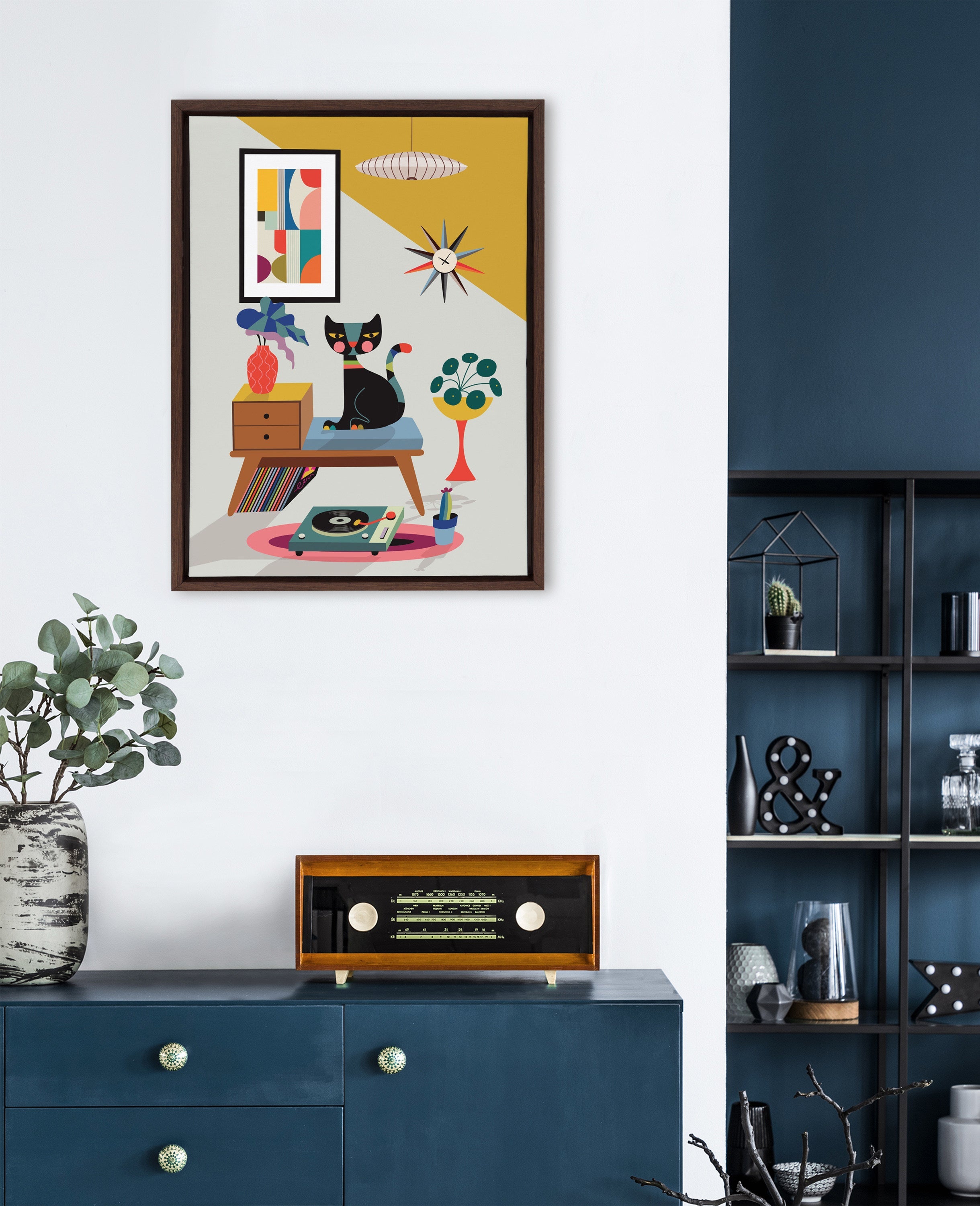 Sylvie Record Player Framed Canvas by kateandlaurel - product image 4 for Resin Society