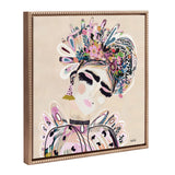 Sylvie Beaded LuLu framed canvas art by Inkheart Designs, depicting a modern female portrait in a gold vintage beaded frame.