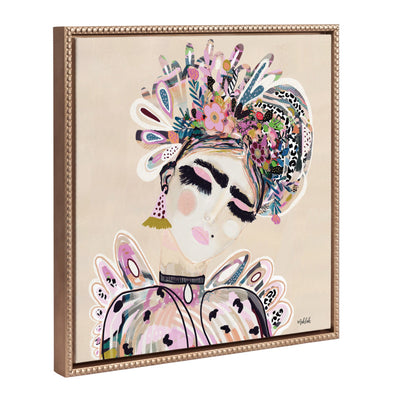 Sylvie Beaded LuLu framed canvas art by Inkheart Designs, depicting a modern female portrait in a gold vintage beaded frame.