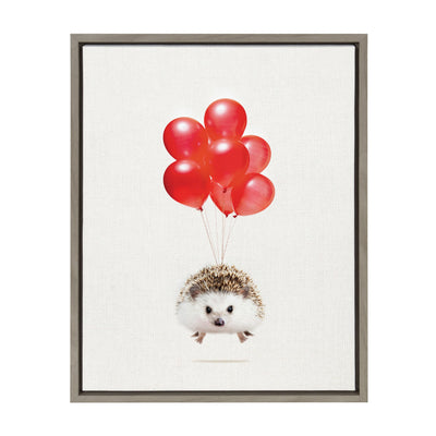 Sylvie Hedgehog Balloons Framed Canvas By Amy Peterson by kateandlaurel - main product image for Resin Society