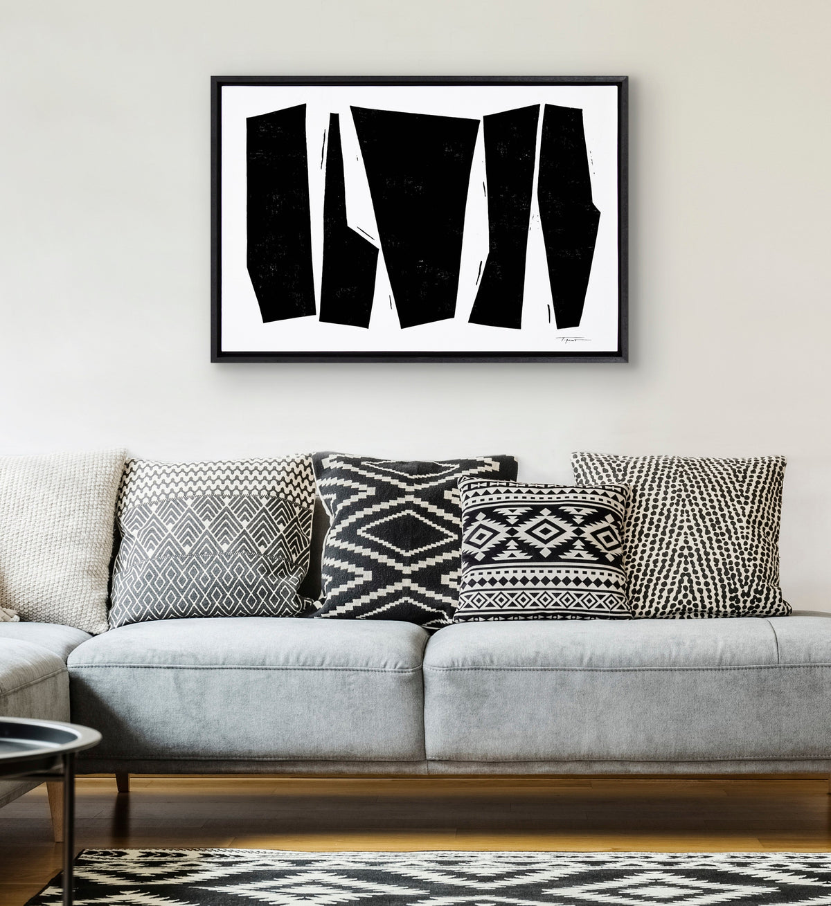 Sylvie Colliding Shapes Framed Canvas by kateandlaurel - product image 4 for Resin Society