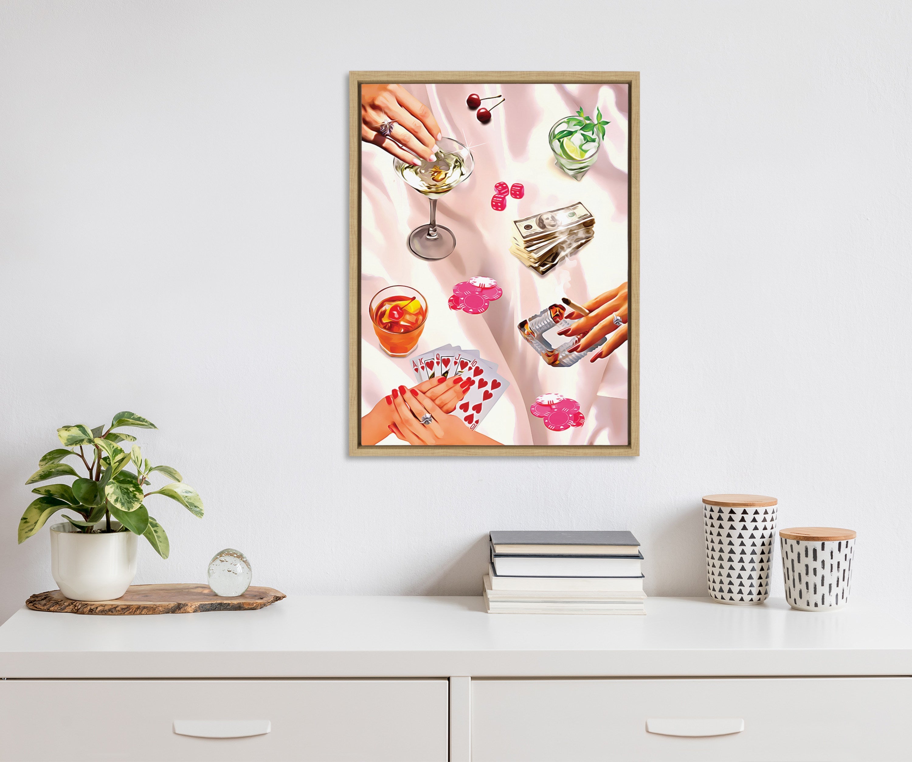 Sylvie Game Night Poker Framed Canvas by Honey Island Studio