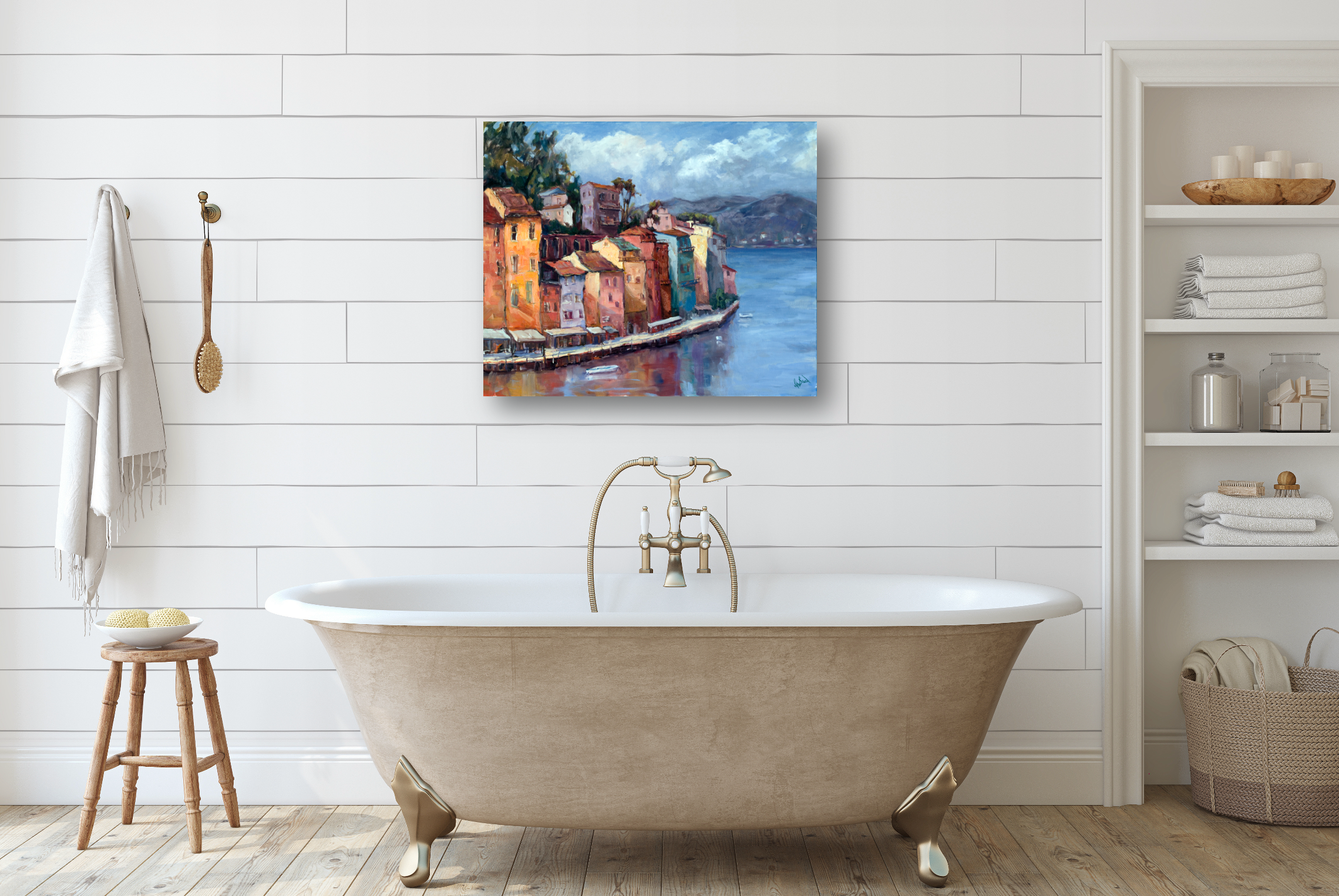 Lake Como Artist Enhanced Canvas Print by John Beard Collection - product image 4 for Resin Society