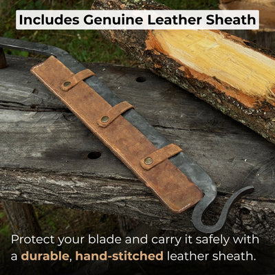 Large Stock Knife Cloggers Knife with hand-forged steel blade and ash handle