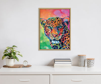 Sylvie Leopard Magic Framed Canvas by Rachel Christopoulos
