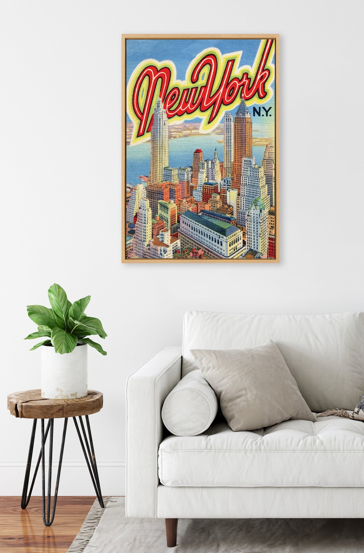 Sylvie New York NY Vintage Travel Postcard Framed Canvas by Corinna Buchholz of Piddix