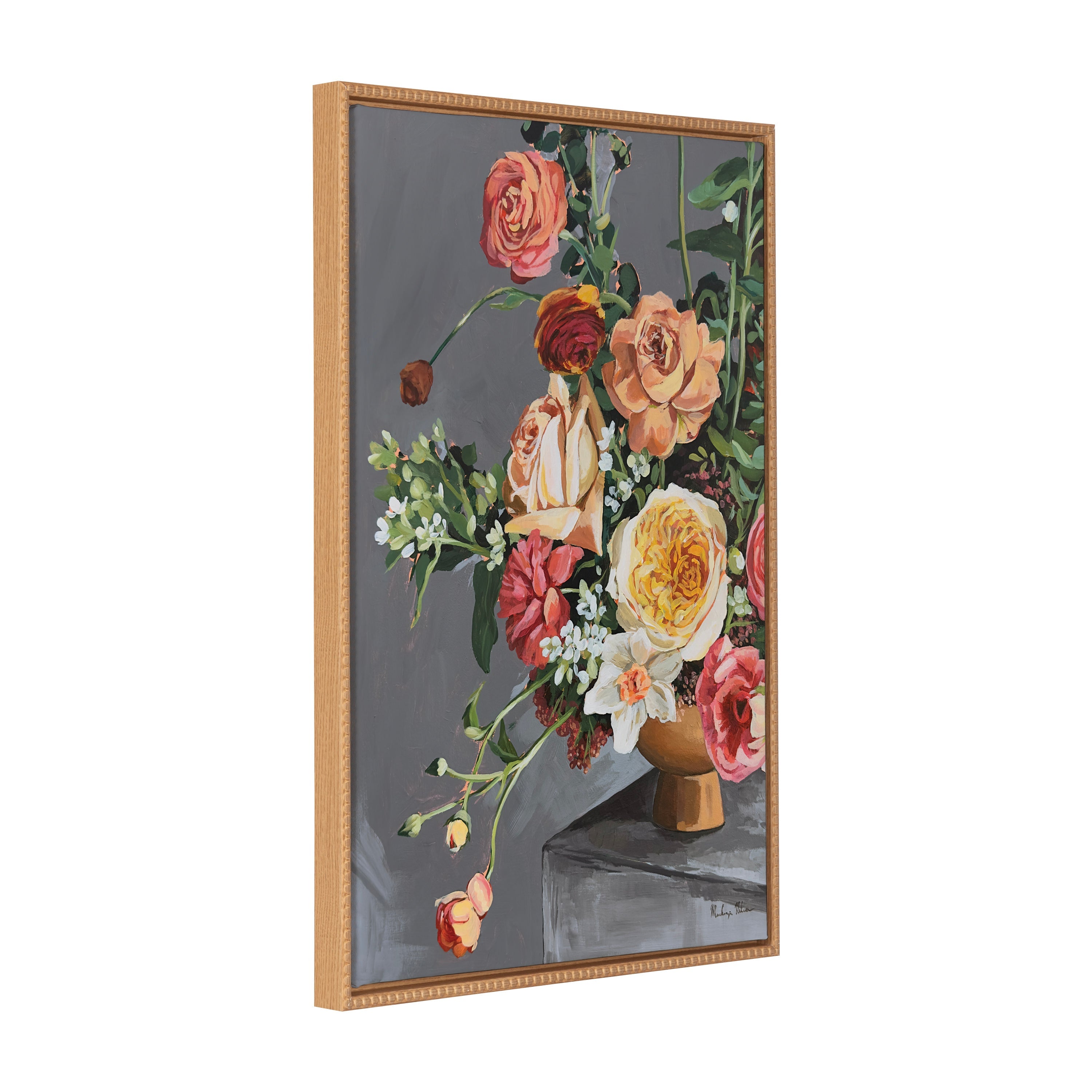 Sylvie Beaded Floral Emergence Framed Canvas by Mackenzie Nelson