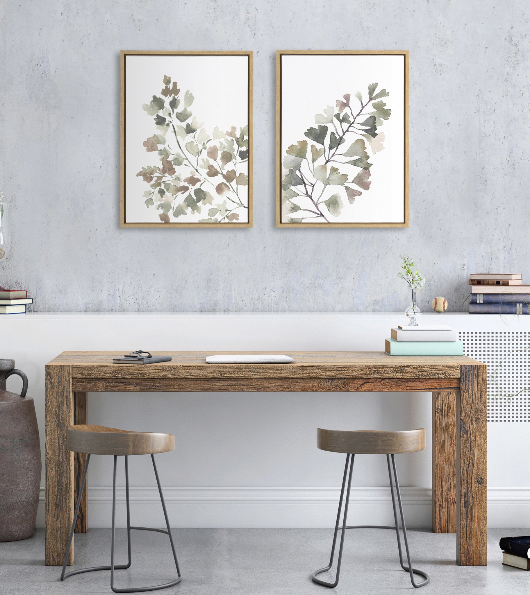 Sylvie Botanical Soft Splitfern and Botanical Soft Maiden Framed Canvas by kateandlaurel - product image 5 for Resin Society