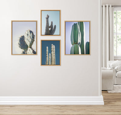 Sylvie Cactus Sky 4-Piece Pastel Cactus Framed Canvas Art Set by Stephanie Klatt
