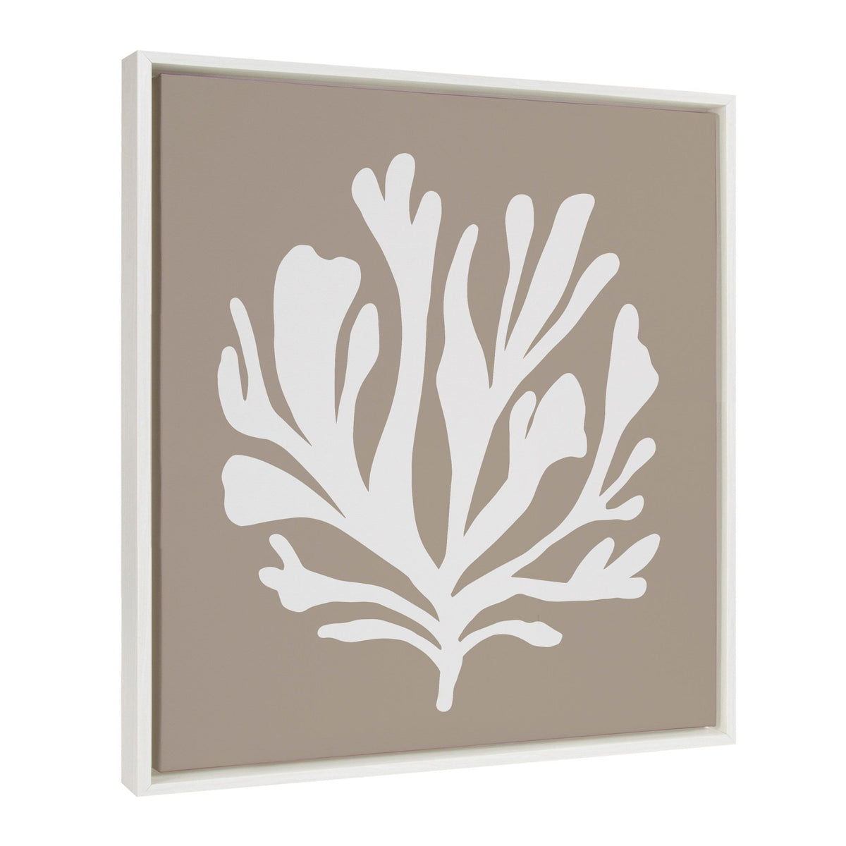 Sylvie Sophisticated Neutral Coral Tan Framed Canvas by kateandlaurel - main product image for Resin Society