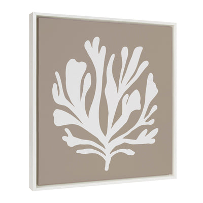 Sylvie Sophisticated Neutral Coral Tan Framed Canvas by kateandlaurel - main product image for Resin Society
