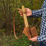Leather axe case with adjustable shoulder straps by Sharky Forged Steel Tools