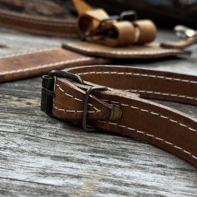 Leather axe case with adjustable shoulder straps by Sharky Forged Steel Tools