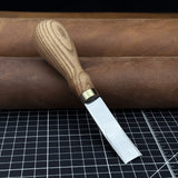 Leather Edge Skiver tool with Ash wood handle and polished steel blade