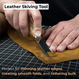 Leather Edge Skiver tool with Ash wood handle and polished steel blade