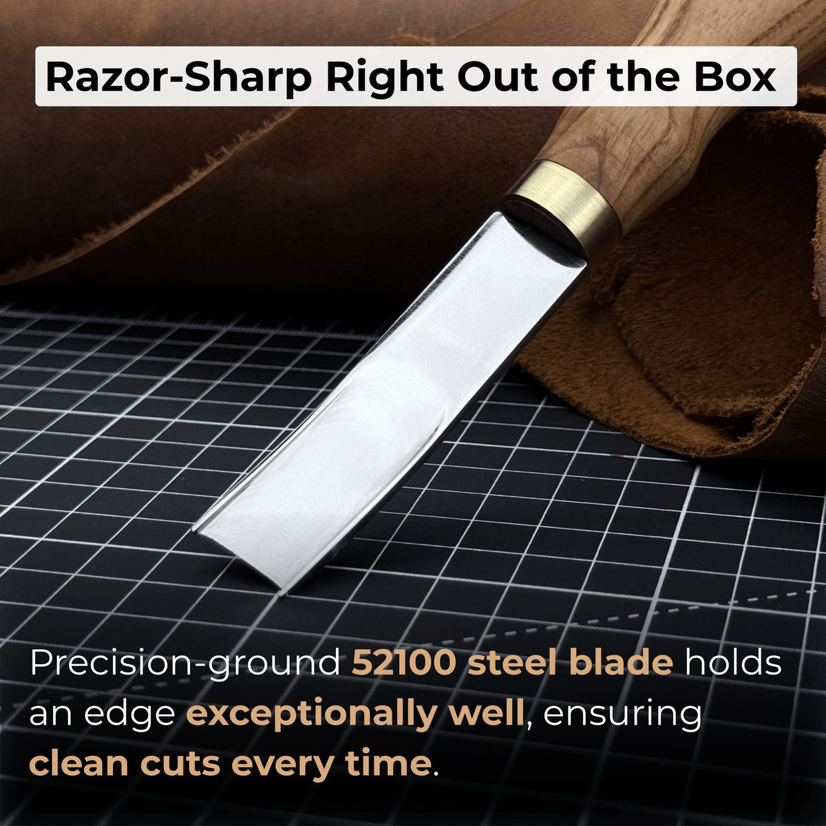 Leather Edge Skiver tool with Ash wood handle and polished steel blade