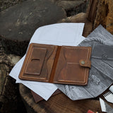 Leather Wallet DIY Kit with carbon steel tools and Crazy Horse leather pieces