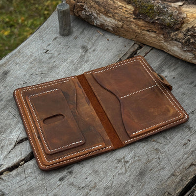 Leather Wallet DIY Kit with carbon steel tools and Crazy Horse leather pieces