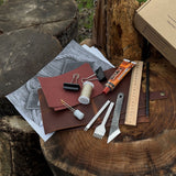 Leather Wallet DIY Kit with carbon steel tools and Crazy Horse leather pieces