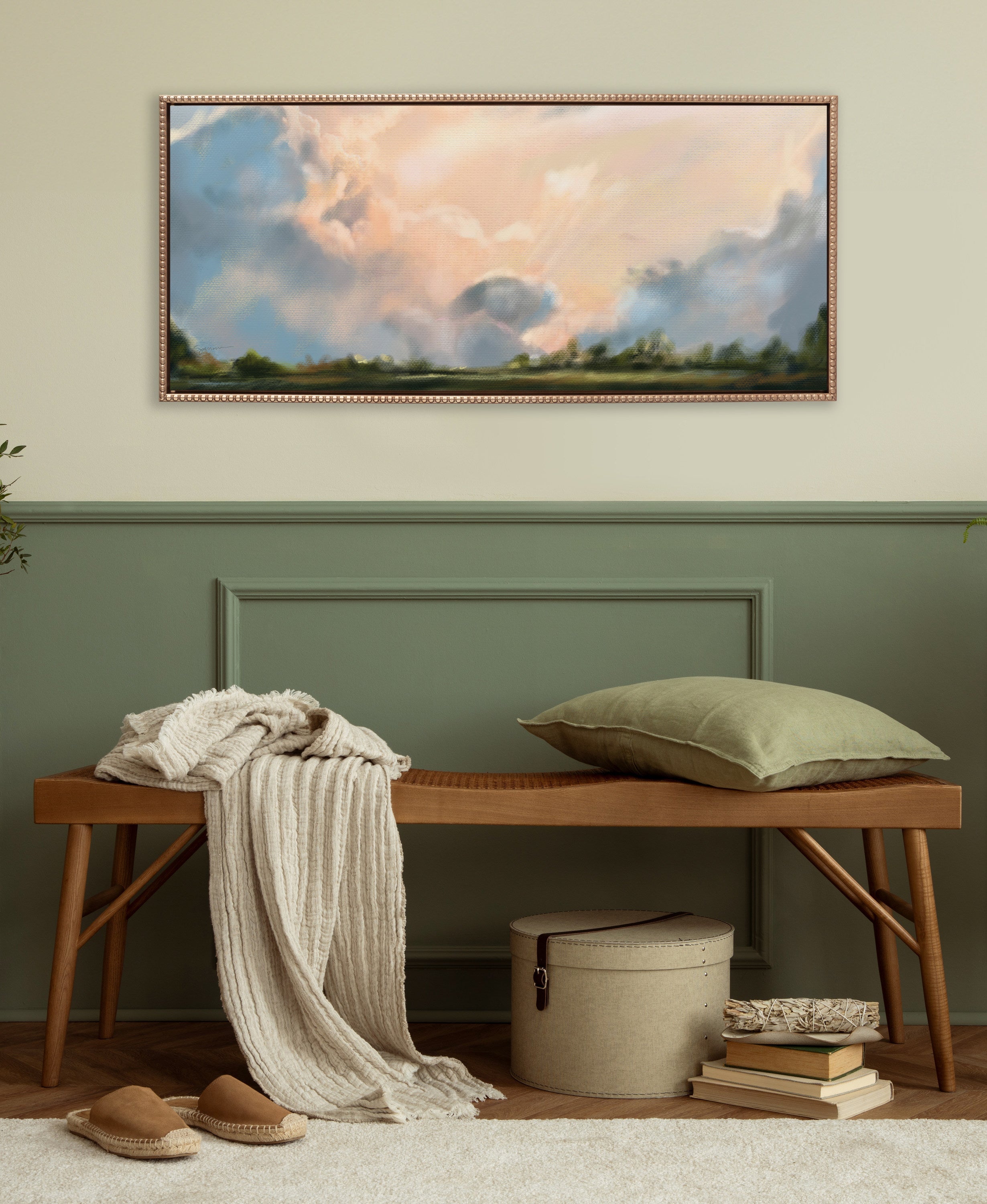 Sylvie Beaded Clouds Framed Canvas by Mary Sparrow