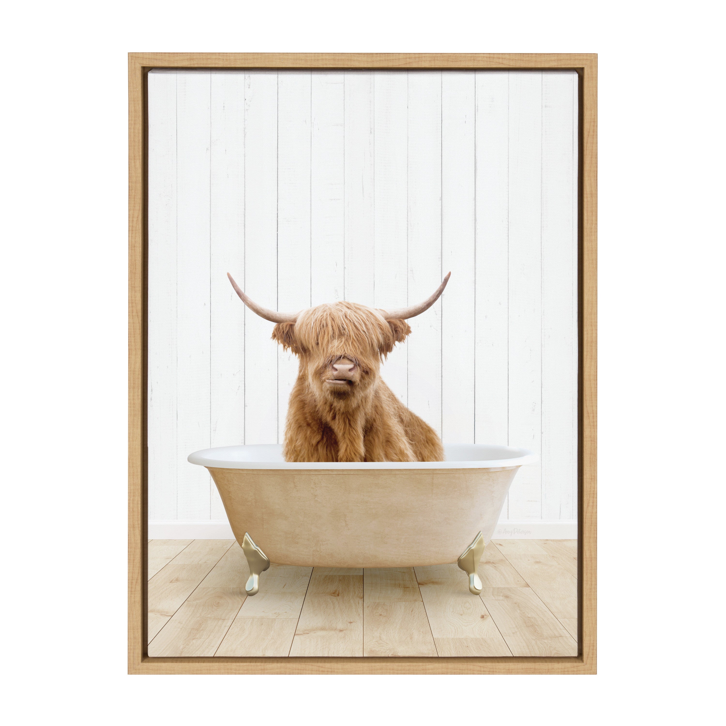 Sylvie Highland Cow Farmhouse Bath Framed Canvas by kateandlaurel - product image 8 for Resin Society