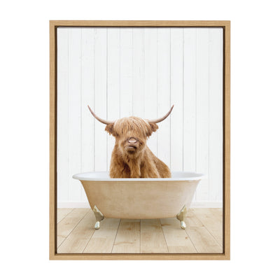 Sylvie Highland Cow Farmhouse Bath Framed Canvas by kateandlaurel - product image 8 for Resin Society