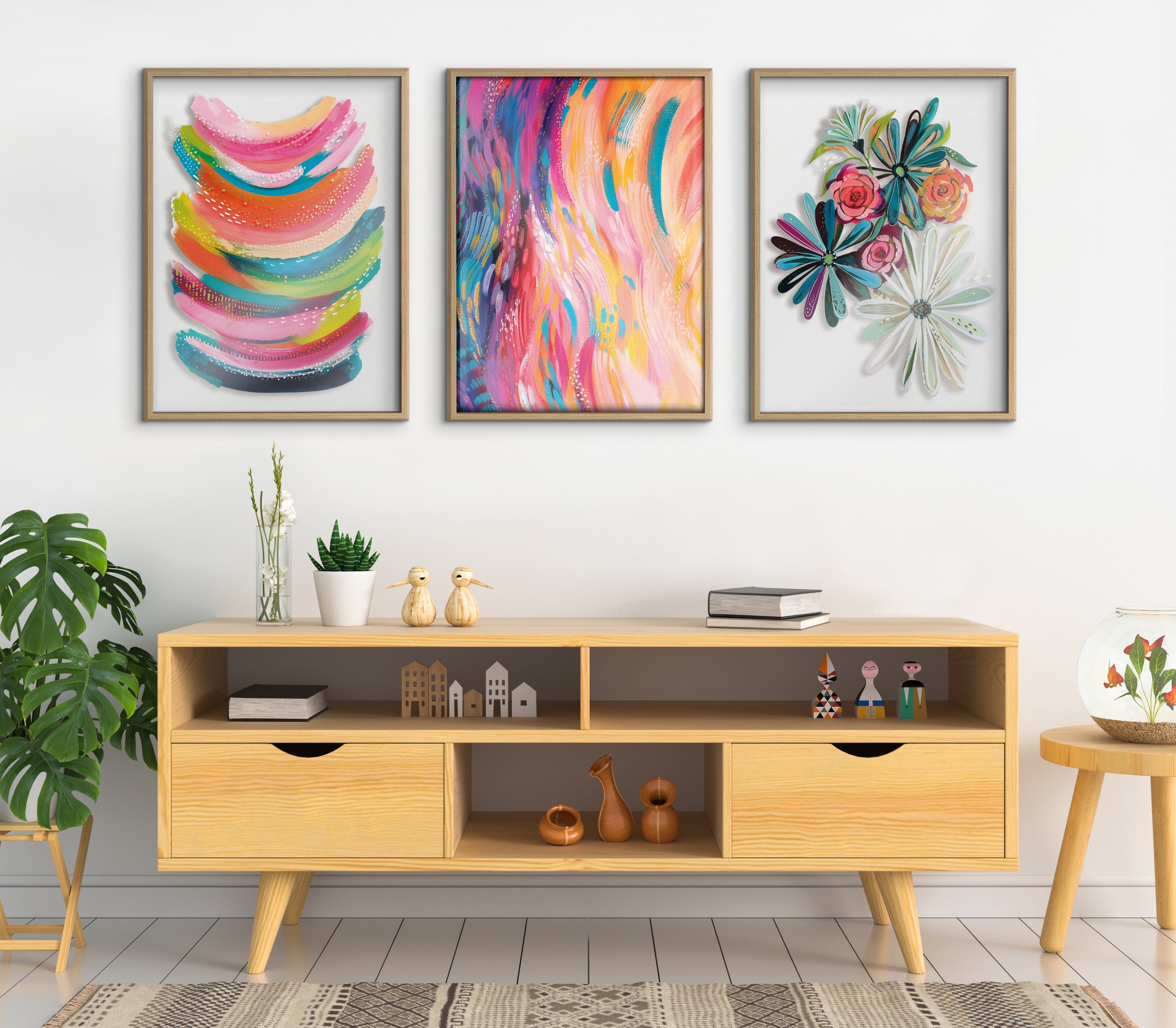 Blake Flowers on Glass 2 Whole Flowers Framed Printed Art