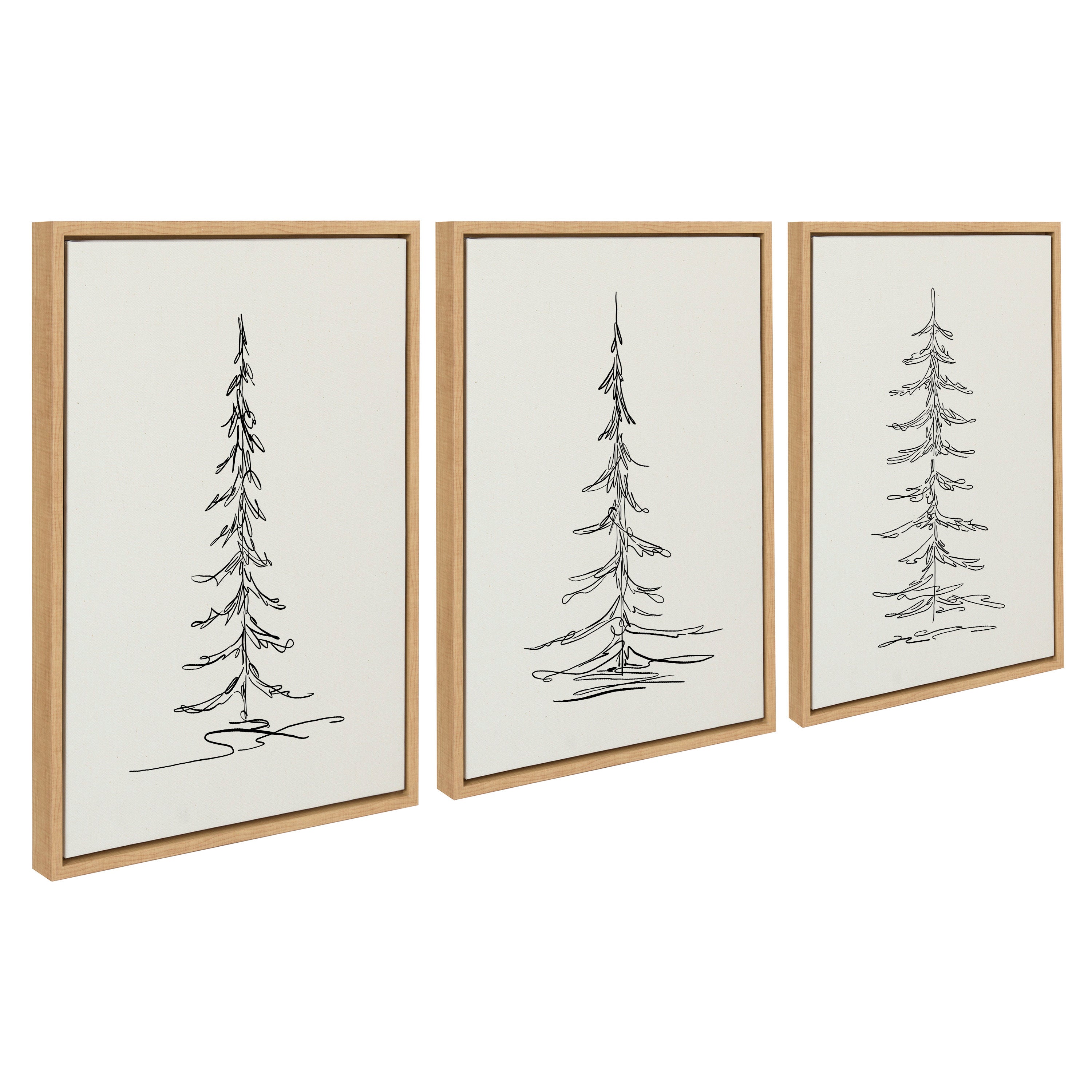 Sylvie Minimalist Evergreen Trees Framed Canvas Set by The Creative by kateandlaurel - product image 2 for Resin Society