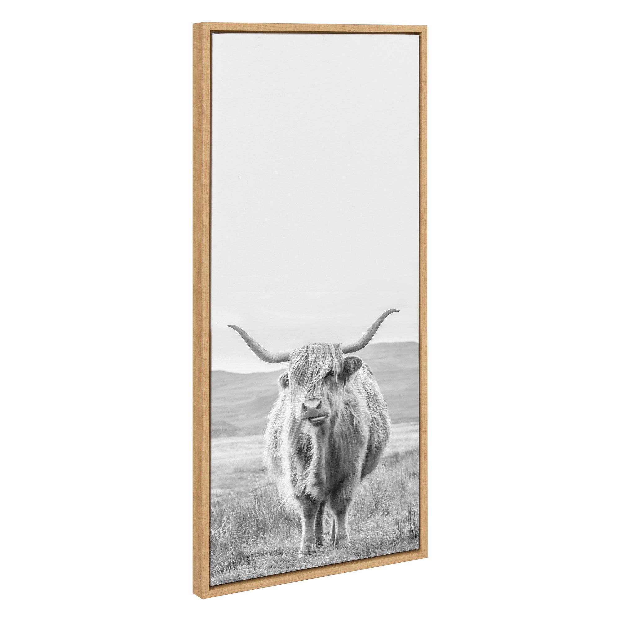 Sylvie Highland Cow Mountain Landscape Black and White Framed Canvas by by kateandlaurel - main product image for Resin Society