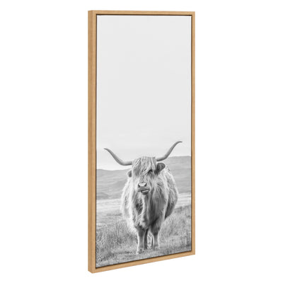 Sylvie Highland Cow Mountain Landscape Black and White Framed Canvas by by kateandlaurel - main product image for Resin Society