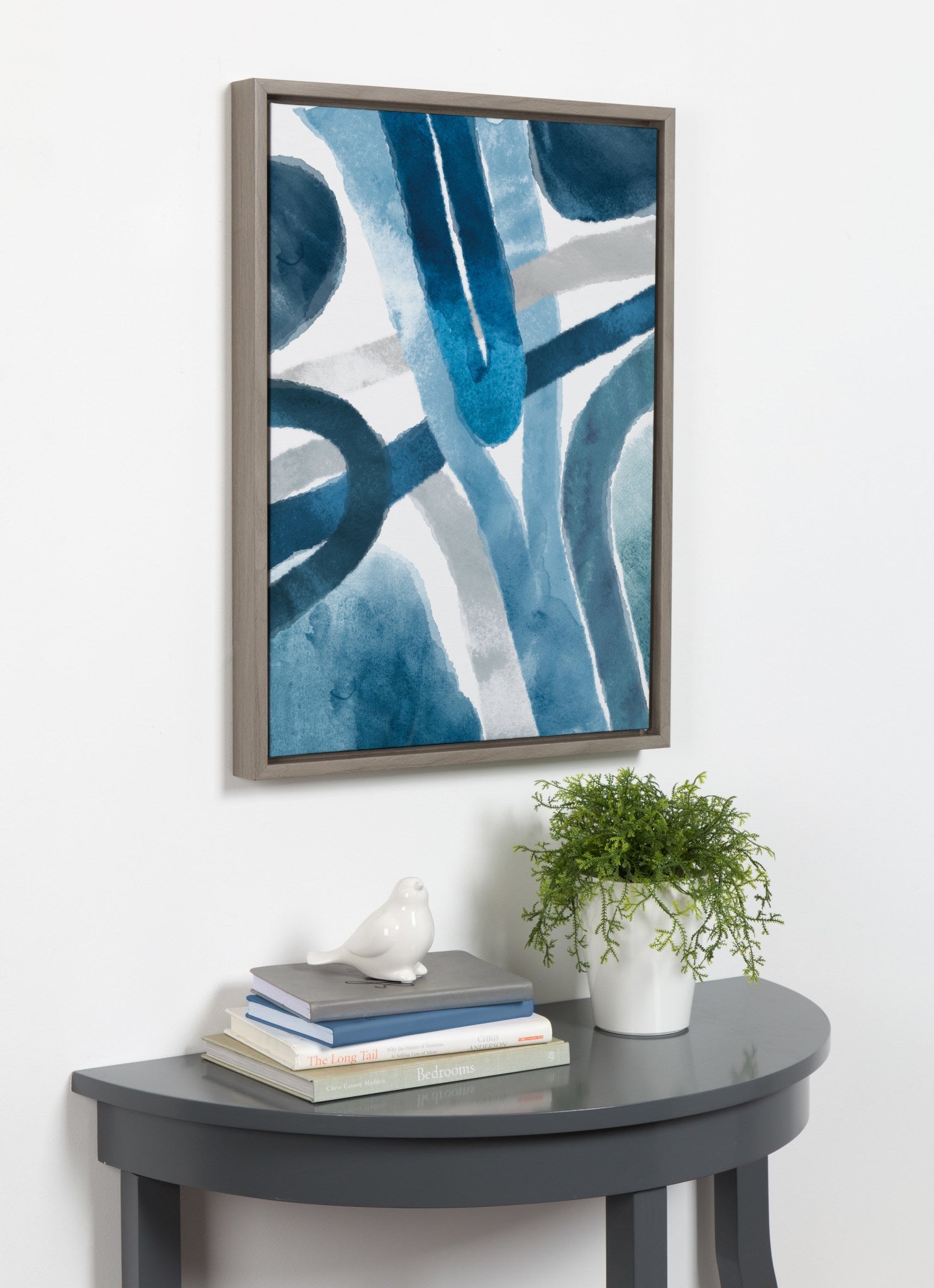 Sylvie Abstract Blue And Gray Watercolor Framed Canvas, Gray 18x24 by kateandlaurel - product image 6 for Resin Society