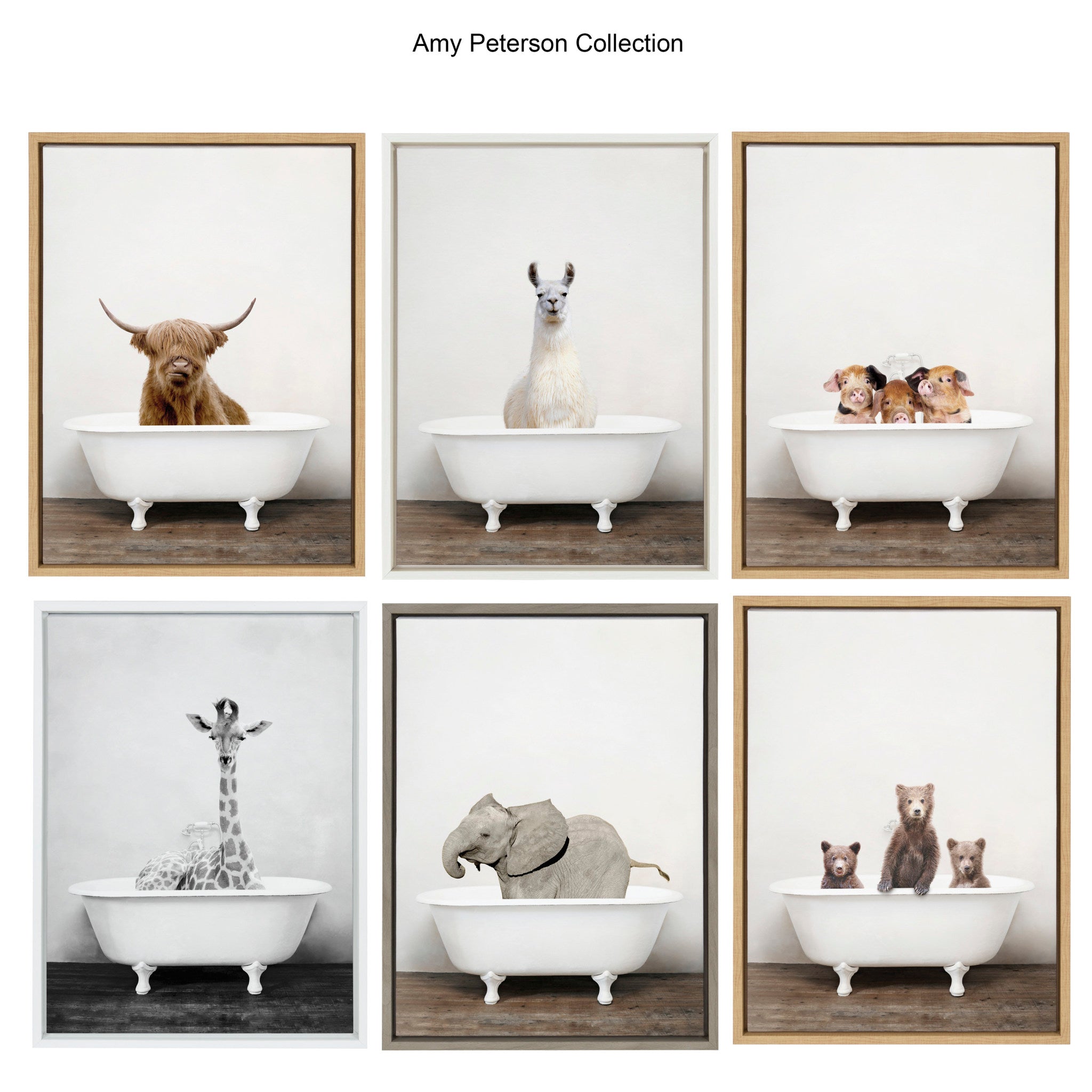 Sylvie Three Little Pigs In Vintage Bathtub Framed Canvas by kateandlaurel - product image 6 for Resin Society