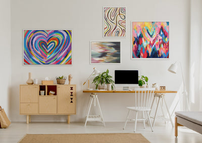 Sylvie Beaded EV Heart Burst 1 Framed Canvas by EttaVee