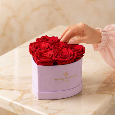 Baby Heart Light Pink Box | Red Roses
