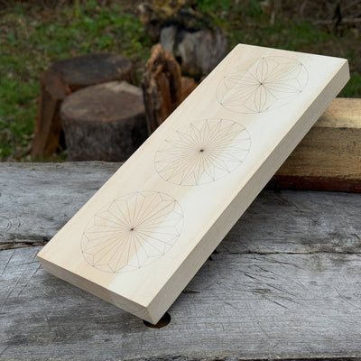 Linden wood carving board with double-sided pre-drawn patterns by Sharky Forged Steel Tools