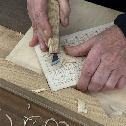 Linden wood carving board with double-sided pre-drawn patterns by Sharky Forged Steel Tools