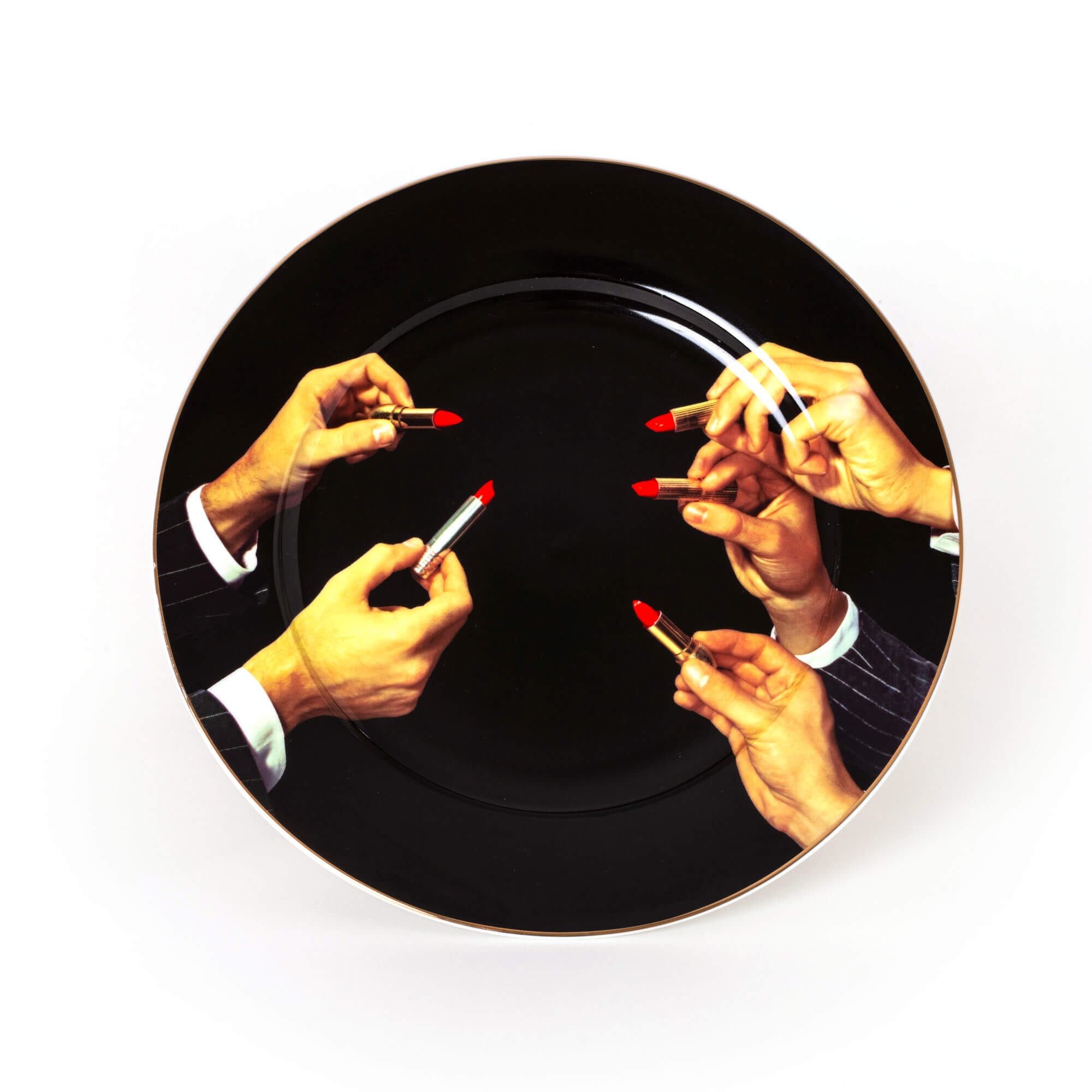 Porcelain Plate Lipsticks Black Gold Border by DEKOR - main product image for Resin Society