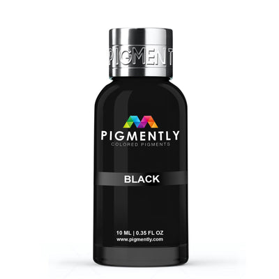 Black Liquid Epoxy Dye bottle and resin sample showing rich black color