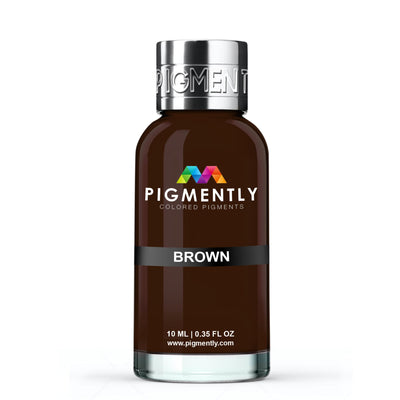 Brown Liquid Epoxy Dye bottle and sample color