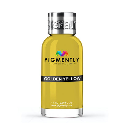 Golden Yellow Liquid Epoxy Dye bottle and color samples