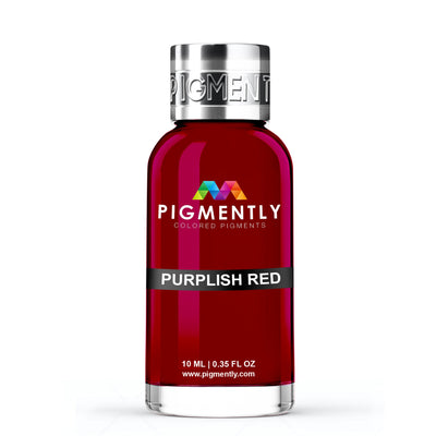 Purplish Red Liquid Epoxy Dye bottle and color samples
