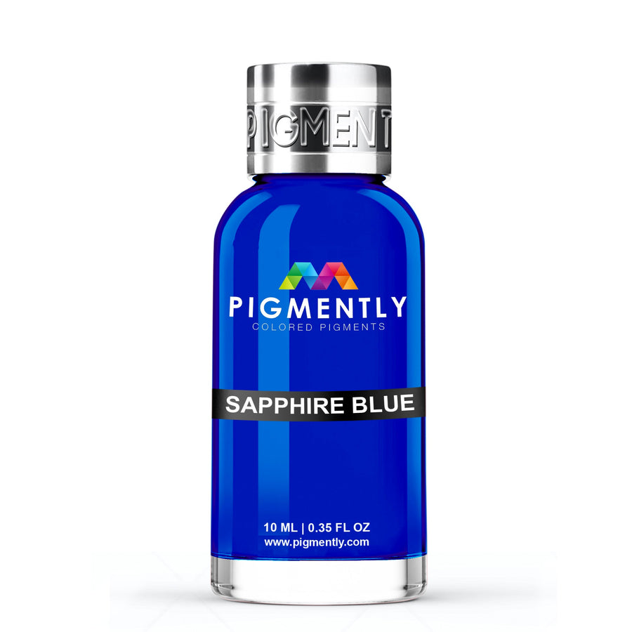 Sapphire Blue Liquid Epoxy Dye bottle and color sample
