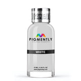White Liquid Epoxy Dye bottle and resin samples showing translucent white color