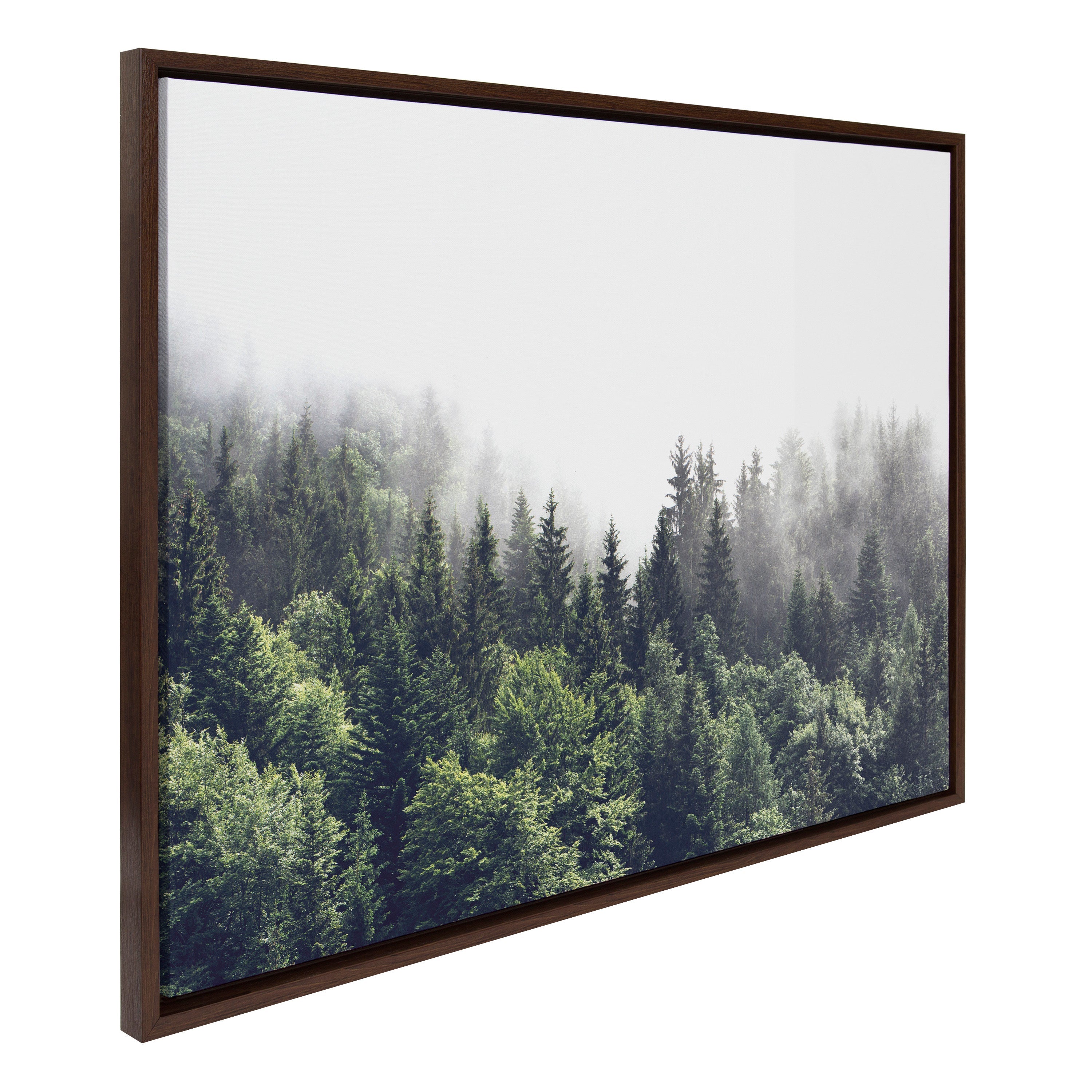 Sylvie Lush Green Forest On A Foggy Day Framed Canvas