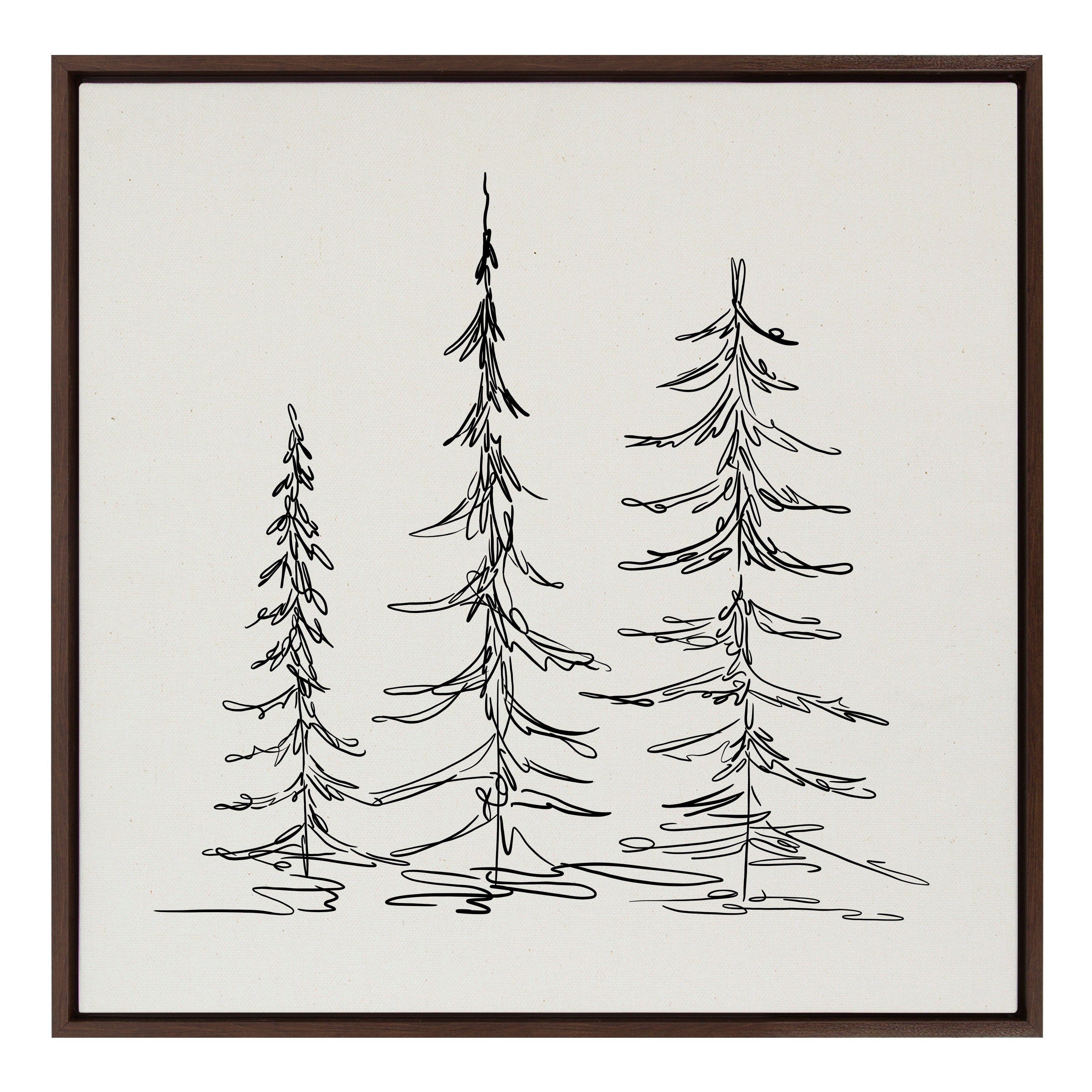 Sylvie Minimalist Evergreen Trees Sketch Framed Canvas by kateandlaurel - product image 11 for Resin Society