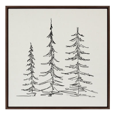 Sylvie Minimalist Evergreen Trees Sketch Framed Canvas by kateandlaurel - product image 11 for Resin Society