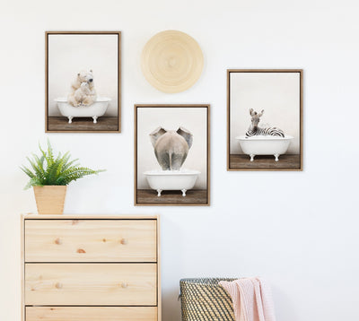 Sylvie Elephant Back in Rustic Bath Framed Canvas by kateandlaurel - product image 5 for Resin Society
