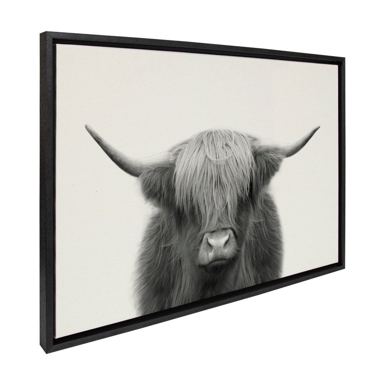 Sylvie Hey Dude Highland Cow Framed Linen Canvas by kateandlaurel - main product image for Resin Society